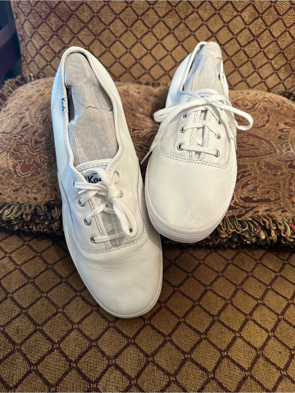 Keds White Leather Low-Top Lace-Up Sneakers